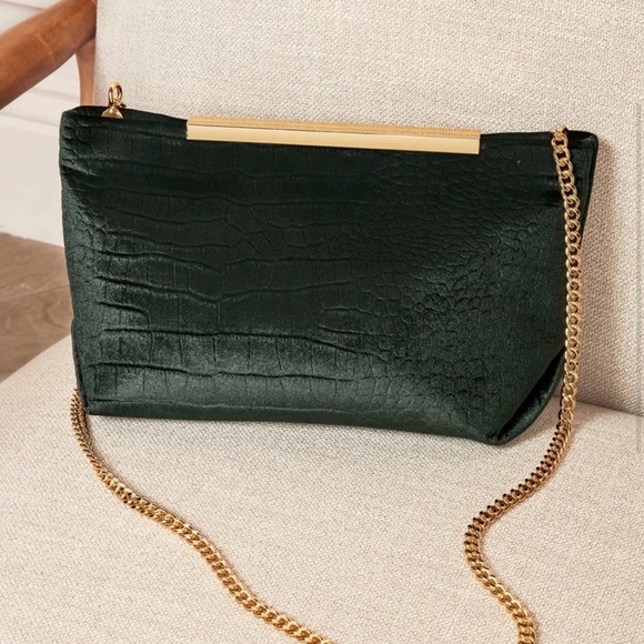 Stella & Dot Everything Bag Green Velvet Gold hardware - Picture 3 of 3